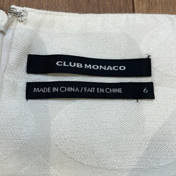 Club Monaco silk cream beige off white mini skirt textured pattern pockets sz 6 - Picture 14 of 14